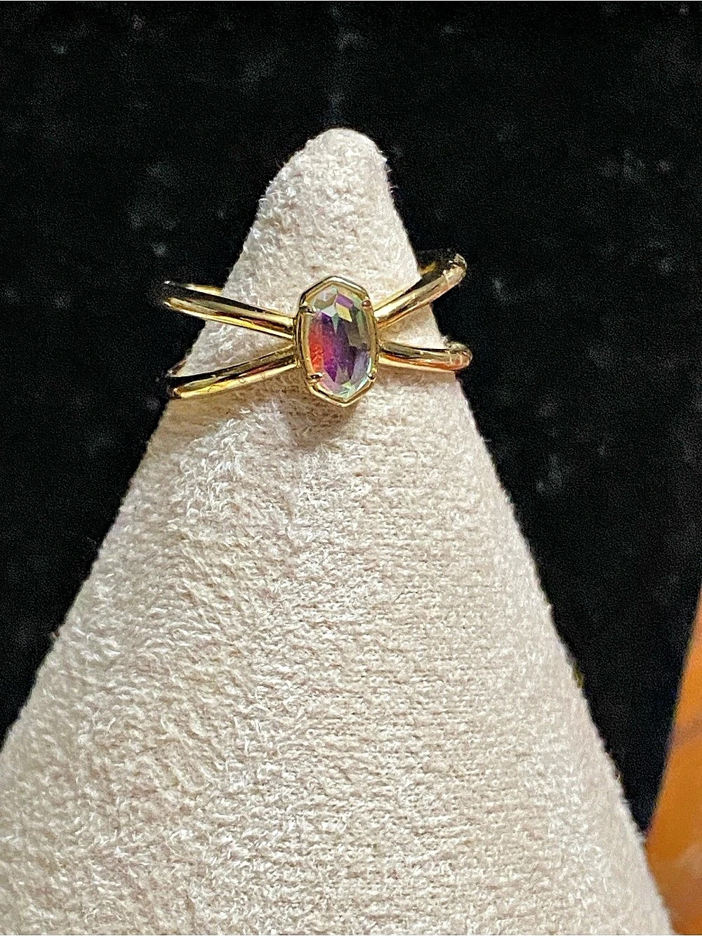 Kendra Scott Emilie Double Band Ring Gold Multicolor Stone Ring Like New